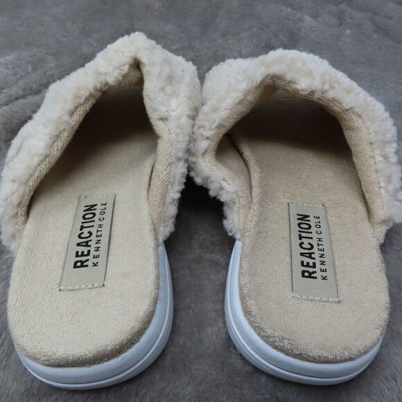 Kenneth Cole Reaction Women 5 Cream Slippers Four Cozy Slide Soft Plush Open Toe - Picture 8 of 11